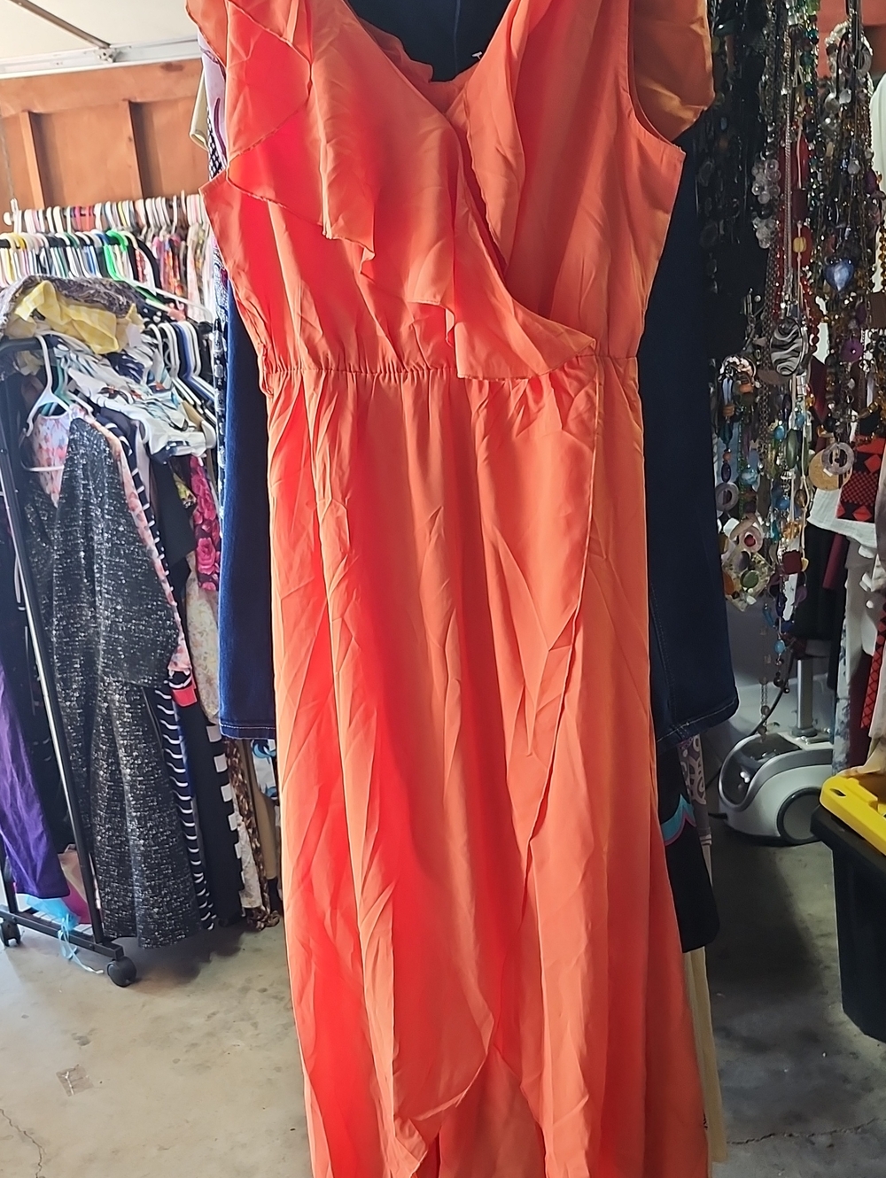 Ruffle Wrap Maxi Dress in Orange